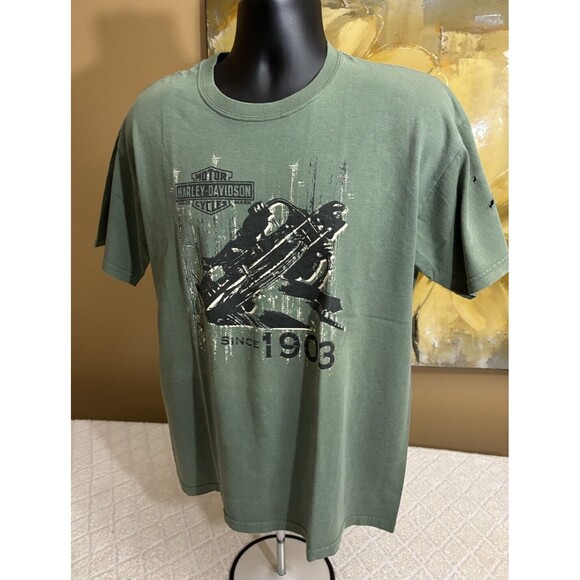 Vintage Harley Davidson Museum 2008 Graphic 2 Sided Green Tee Men’s Size L - Picture 8 of 16